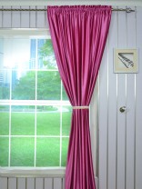 4 Headings Hotham Pink Red and Purple Plain Ready Made Velvet Curtains