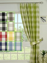 Moonbay Checks Versatile Pleat Cotton Curtain
