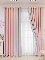 QYFL2302MA 2023 New Arrival Petrel Blue Pink Green Wave Pattern Chenille Ready Made Curtains For Living Room(Color: Pink)