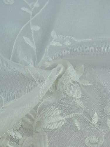 Gingera Vine Leaves Embroidered Sheer Fabric Samples - Custom Curtains ...