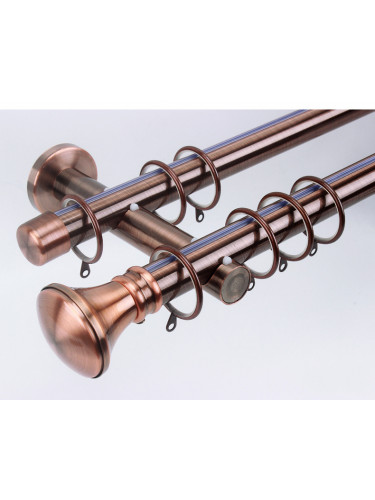 QYR09 28mm diameter Hayward Red Bronze Steel Curtain Rod Set With Ball And Square Finial  