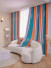 QYFL223B On Sales Petrel Orange Blue Grey Stripe Chenille Custom Made Curtains